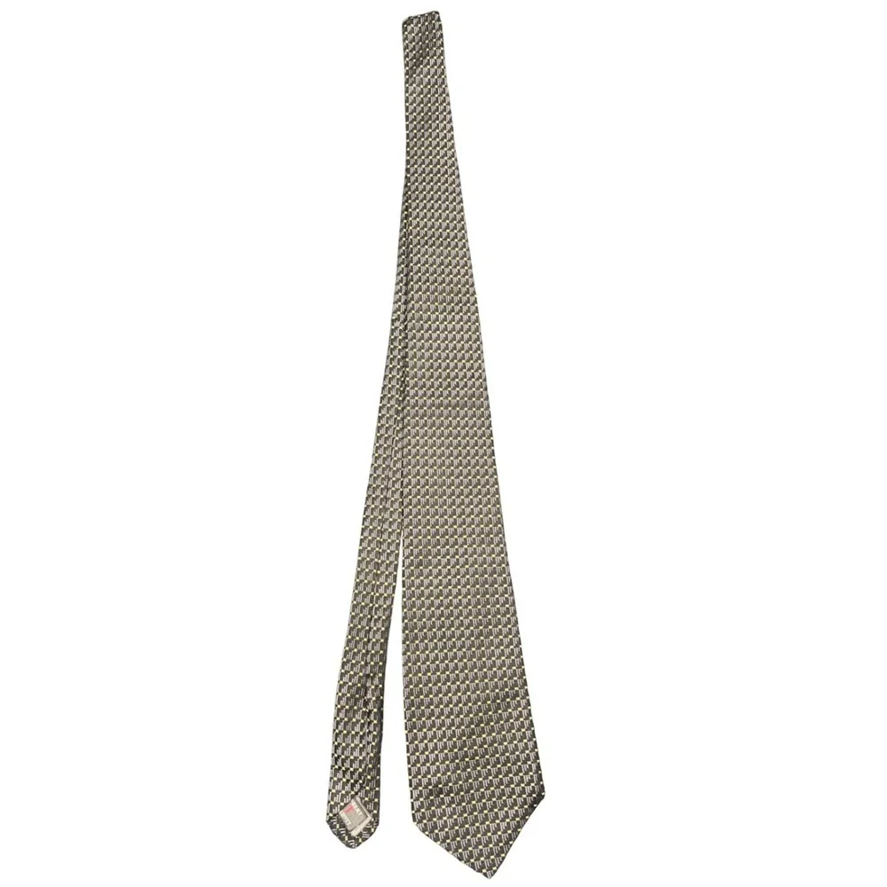 Robert Talbott Silk Tie Mens OS Grey Yellow Geometric W.O. Gamble Luxury USA